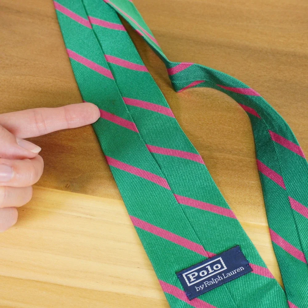 Polo Ralph Lauren Necktie Kids One Size Green Pink Striped Silk Italian Made